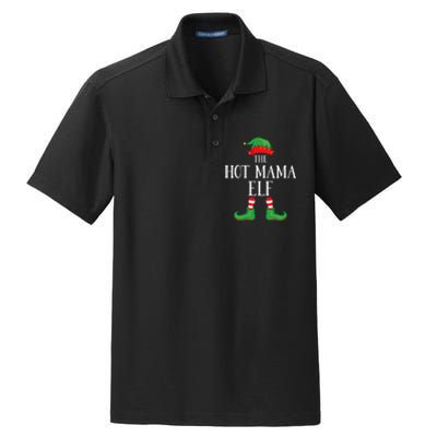 Hot Mama Elf Matching Group Xmas Funny Family Christmas Dry Zone Grid Polo