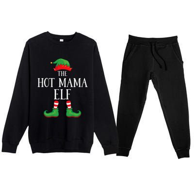 Hot Mama Elf Matching Group Xmas Funny Family Christmas Premium Crewneck Sweatsuit Set