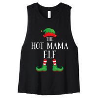 Hot Mama Elf Matching Group Xmas Funny Family Christmas Women's Racerback Cropped Tank