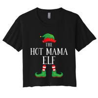 Hot Mama Elf Matching Group Xmas Funny Family Christmas Women's Crop Top Tee