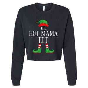 Hot Mama Elf Matching Group Xmas Funny Family Christmas Cropped Pullover Crew