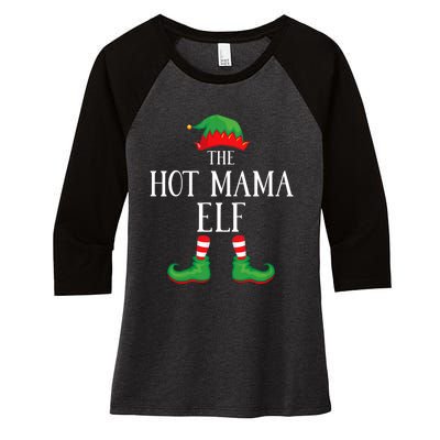 Hot Mama Elf Matching Group Xmas Funny Family Christmas Women's Tri-Blend 3/4-Sleeve Raglan Shirt