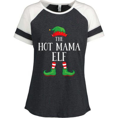 Hot Mama Elf Matching Group Xmas Funny Family Christmas Enza Ladies Jersey Colorblock Tee