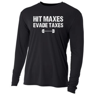 Hit Maxes Evade Taxes Funny Apparel Vintage Cooling Performance Long Sleeve Crew