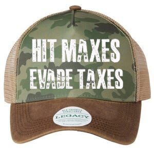 Hit Maxes Evade Taxes Funny Gym Fitness Retro Workout Cool Gift Legacy Tie Dye Trucker Hat