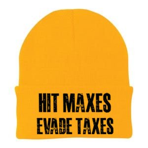 Hit Maxes Evade Taxes Funny Gym Fitness Retro Workout Cool Gift Knit Cap Winter Beanie