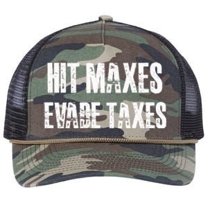 Hit Maxes Evade Taxes Funny Gym Fitness Retro Workout Cool Gift Retro Rope Trucker Hat Cap