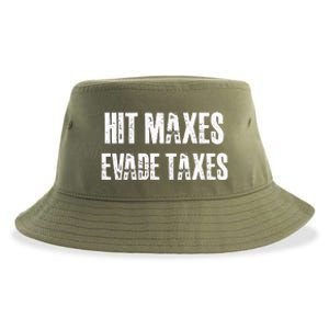 Hit Maxes Evade Taxes Funny Gym Fitness Retro Workout Cool Gift Sustainable Bucket Hat