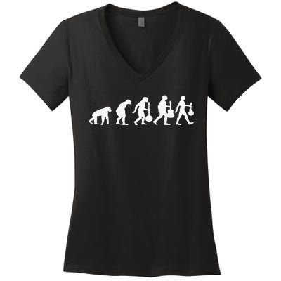 Human Mandolin Evolution Vintage Classical Music Women's V-Neck T-Shirt