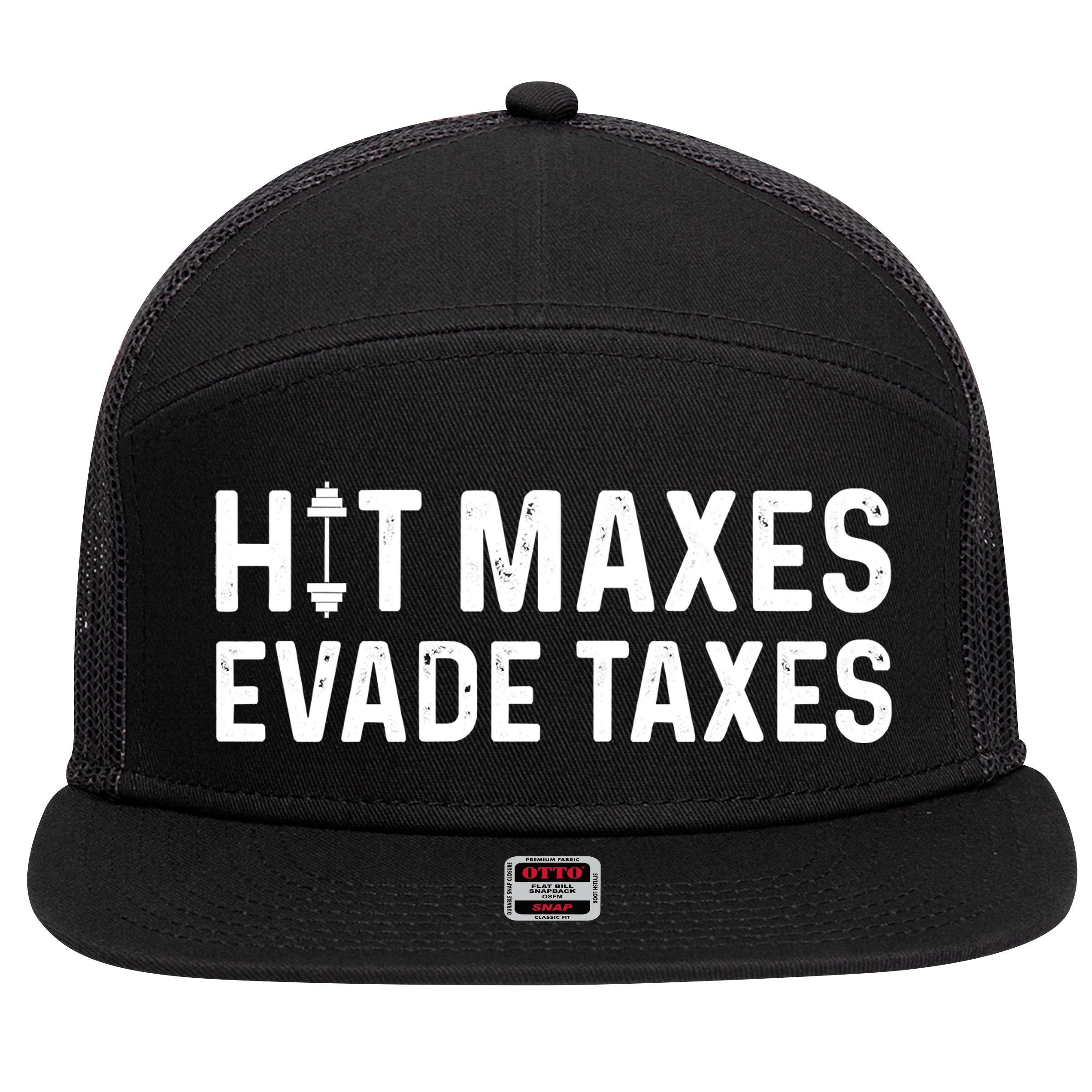 Hit Maxes Evade Taxes Gym Bodybuilding 7 Panel Mesh Trucker Snapback Hat