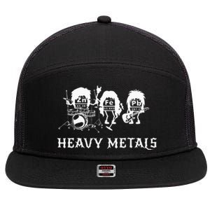 Heavy Metals Funny Chemistry Periodic Table Joke 7 Panel Mesh Trucker Snapback Hat