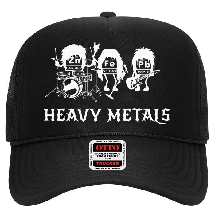 Heavy Metals Funny Chemistry Periodic Table Joke High Crown Mesh Back Trucker Hat