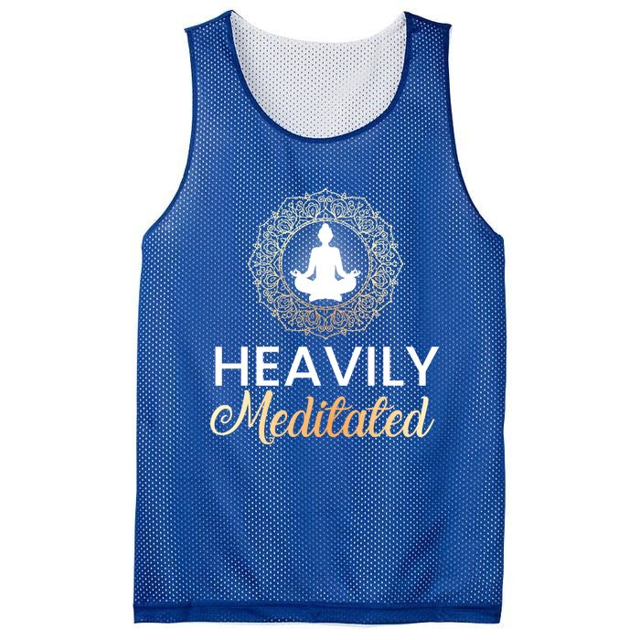 Heavily Meditated Funny Yoga Peace Summer Namaste Gift Mesh Reversible Basketball Jersey Tank