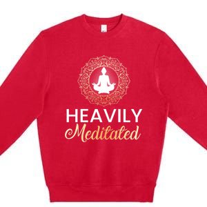 Heavily Meditated Funny Yoga Peace Summer Namaste Gift Premium Crewneck Sweatshirt