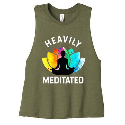 Heavily Meditated Funny Meditation & Yoga Gift Women's Racerback Cropped Tank