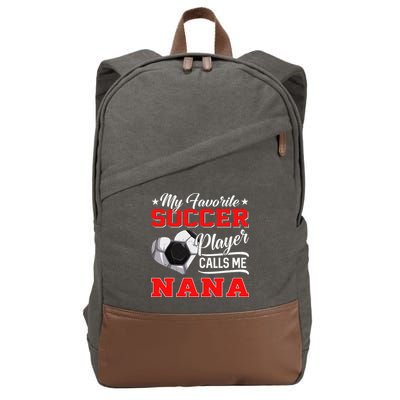 Heart My Favorite Soccer Player Calls Me Nana Cotton Canvas Backpack
