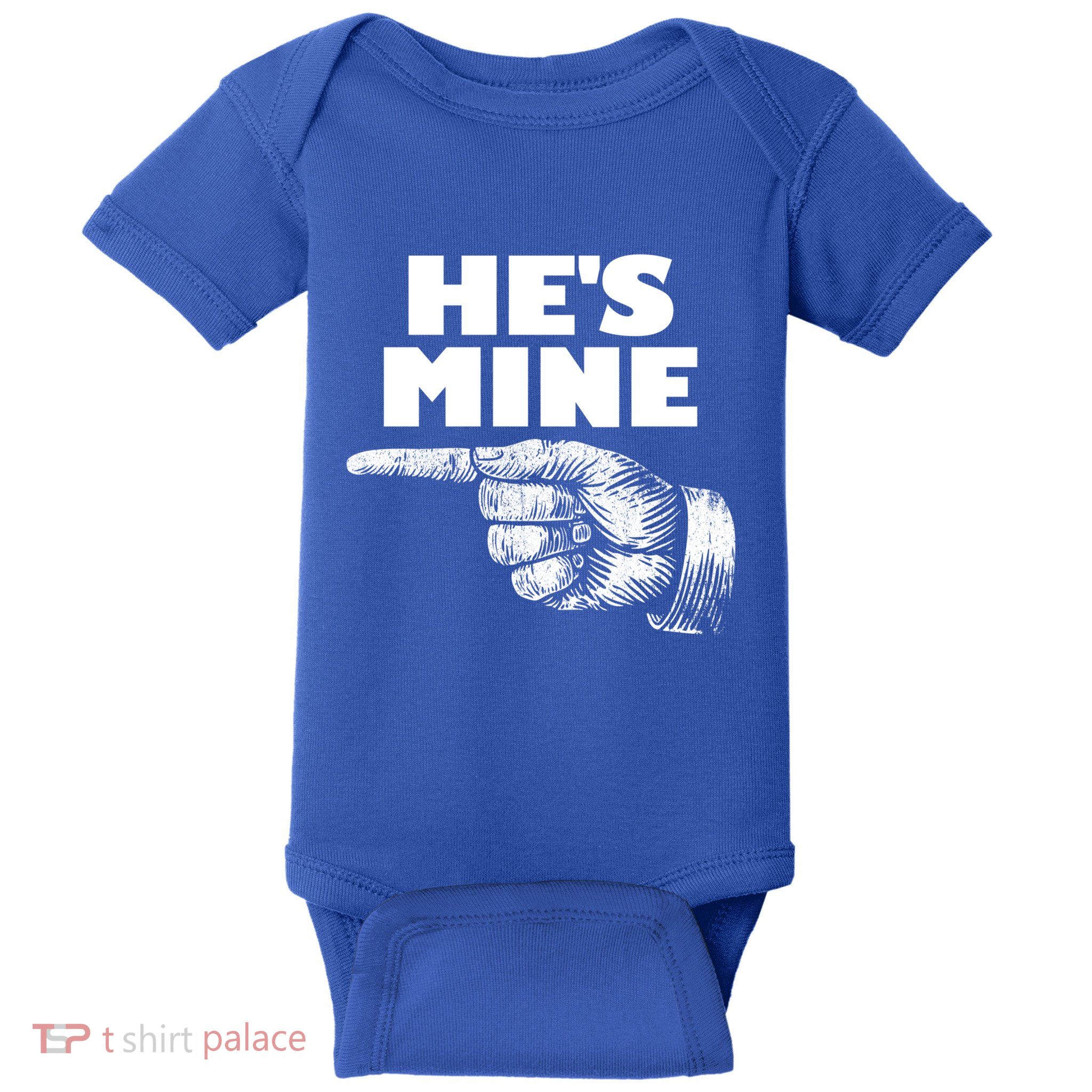 He's Mine Finger Pointing Left Matching Couple He's Mine Gift Baby Bodysuit