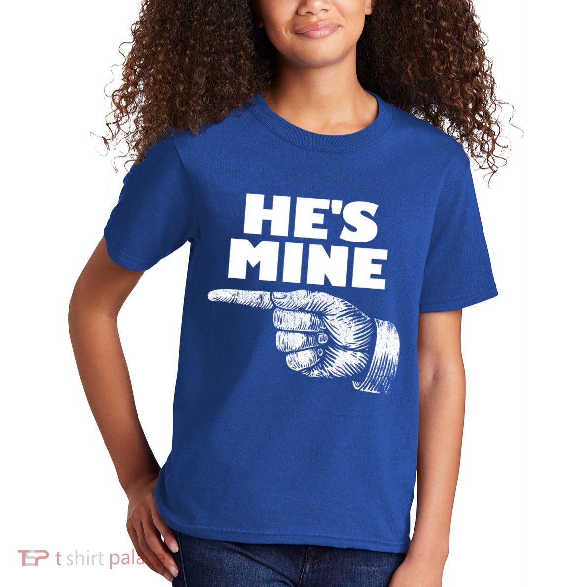 He's Mine Finger Pointing Left Matching Couple He's Mine Gift Kids T-Shirt
