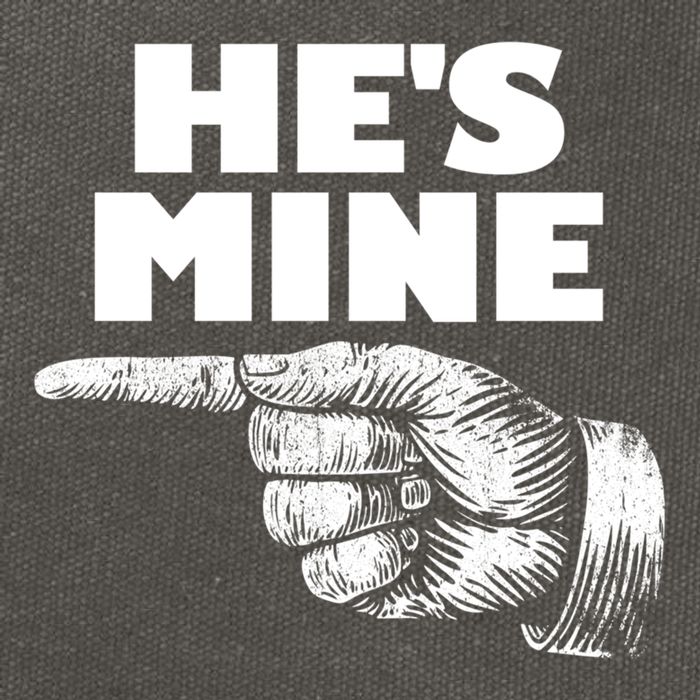 He's Mine Finger Pointing Left Matching Couple He's Mine Gift Cotton Canvas Backpack