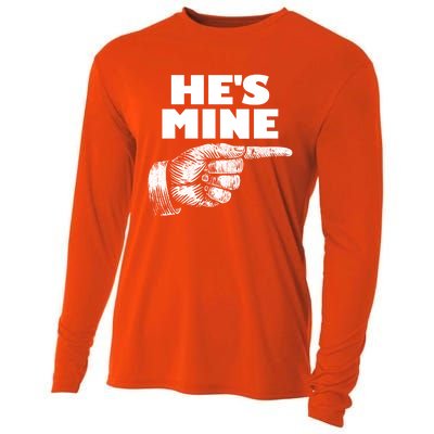 He's Mine Finger Pointing Right Matching Couple He's Mine Gift Cooling Performance Long Sleeve Crew