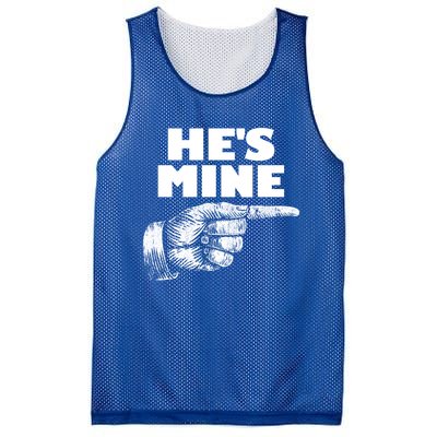 He's Mine Finger Pointing Right Matching Couple He's Mine Gift Mesh Reversible Basketball Jersey Tank