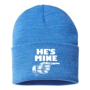 He's Mine Finger Pointing Right Matching Couple He's Mine Gift Sustainable Knit Beanie