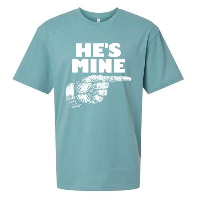 He's Mine Finger Pointing Right Matching Couple He's Mine Gift Sueded Cloud Jersey T-Shirt