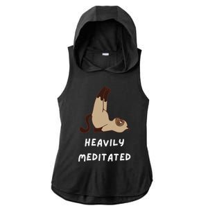 Heavily Meditated Funny Yoga Spiritual Ladies PosiCharge Tri-Blend Wicking Draft Hoodie Tank