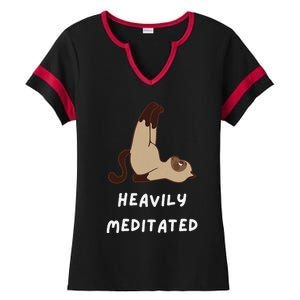 Heavily Meditated Funny Yoga Spiritual Ladies Halftime Notch Neck Tee