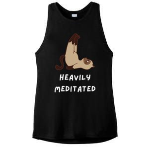 Heavily Meditated Funny Yoga Spiritual Ladies PosiCharge Tri-Blend Wicking Tank