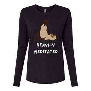 Heavily Meditated Funny Yoga Spiritual Womens Cotton Relaxed Long Sleeve T-Shirt