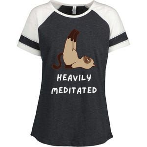 Heavily Meditated Funny Yoga Spiritual Enza Ladies Jersey Colorblock Tee