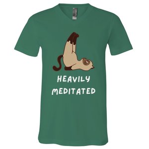 Heavily Meditated Funny Yoga Spiritual V-Neck T-Shirt