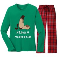 Heavily Meditated Funny Yoga Spiritual Women's Long Sleeve Flannel Pajama Set 