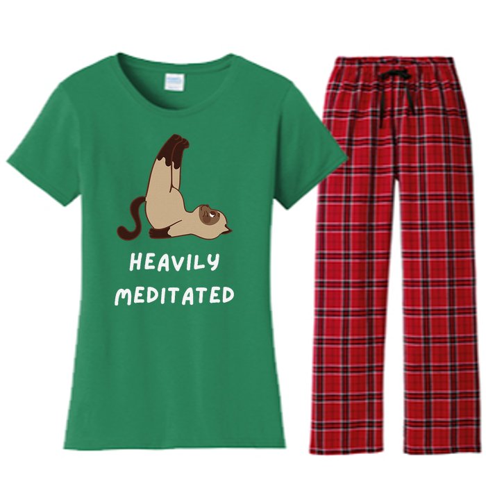 Heavily Meditated Funny Yoga Spiritual Women's Flannel Pajama Set