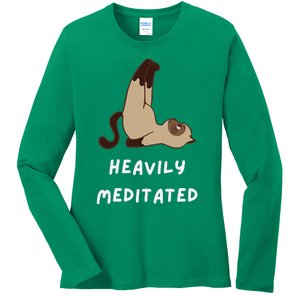 Heavily Meditated Funny Yoga Spiritual Ladies Long Sleeve Shirt