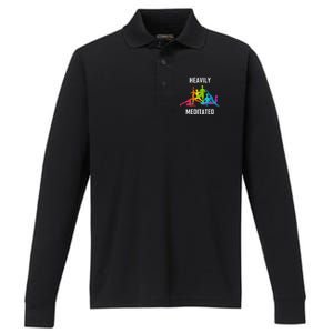 Heavily Meditated Funny Yoga Spiritual Performance Long Sleeve Polo