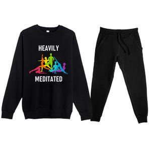 Heavily Meditated Funny Yoga Spiritual Premium Crewneck Sweatsuit Set