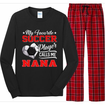 Heart My Favorite Soccer Player Calls Me Nana Long Sleeve Pajama Set