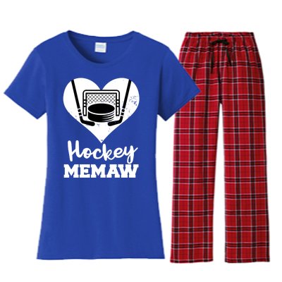 Hockey Memaw Funny Hockey Player Memaw Gift Women's Flannel Pajama Set