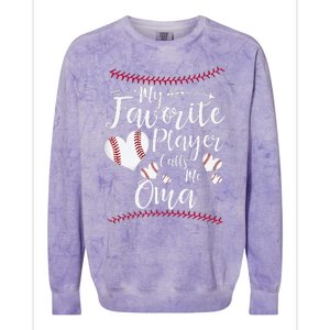 Heart My Favorite Player Calls Me Oma Baseball Colorblast Crewneck Sweatshirt