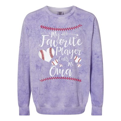 Heart My Favorite Player Calls Me Oma Baseball Colorblast Crewneck Sweatshirt