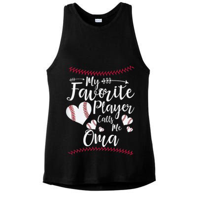 Heart My Favorite Player Calls Me Oma Baseball Ladies PosiCharge Tri-Blend Wicking Tank