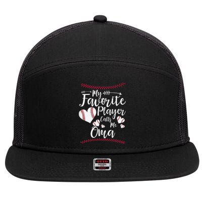Heart My Favorite Player Calls Me Oma Baseball 7 Panel Mesh Trucker Snapback Hat