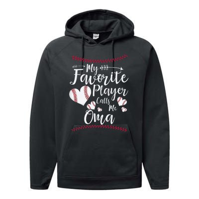 Heart My Favorite Player Calls Me Oma Baseball Performance Fleece Hoodie