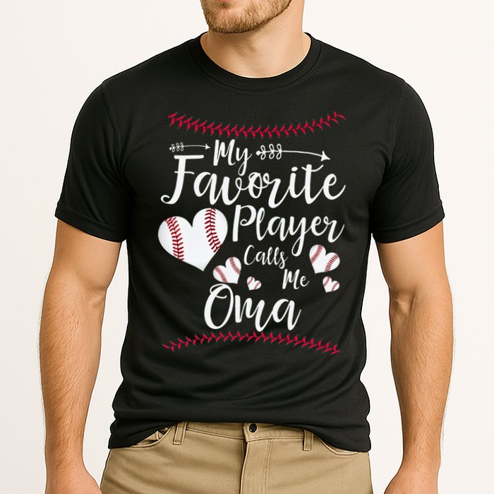 Heart My Favorite Player Calls Me Oma Baseball Cooling Performance Crew T-Shirt