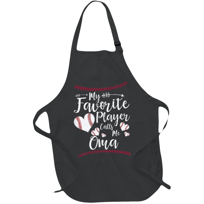 Heart My Favorite Player Calls Me Oma Baseball Apron