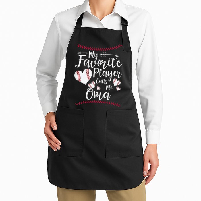 Heart My Favorite Player Calls Me Oma Baseball Apron