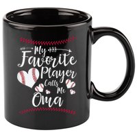 Heart My Favorite Player Calls Me Oma Baseball 11oz C Handle Ceramic Mug