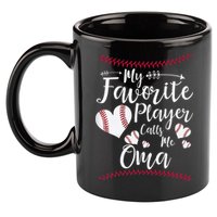 Heart My Favorite Player Calls Me Oma Baseball 11oz C Handle Ceramic Mug